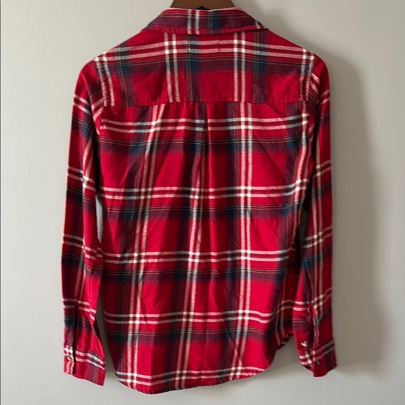 Hollister Red Plaid Button-Up Pocket Ladies Shirt - XS - Picture 4 of 4